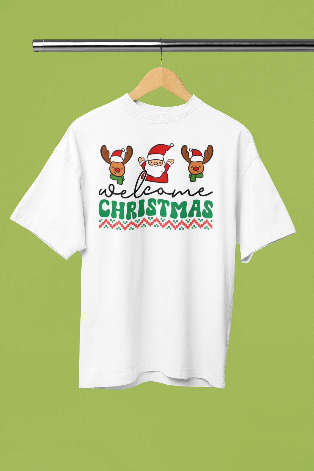 Santa and Deer Christmas T-Shirt – Classic Holiday Charm for the Season!