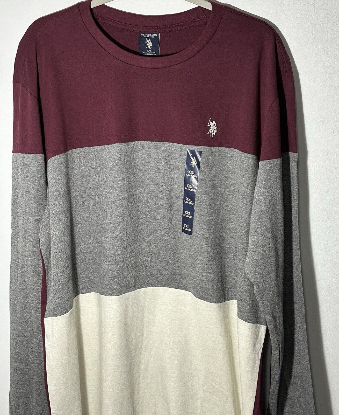 U.S. POLO ASSN Shirt Men’s Size XXL Colorblock Embroidered Cotton Crew Long SL gallery