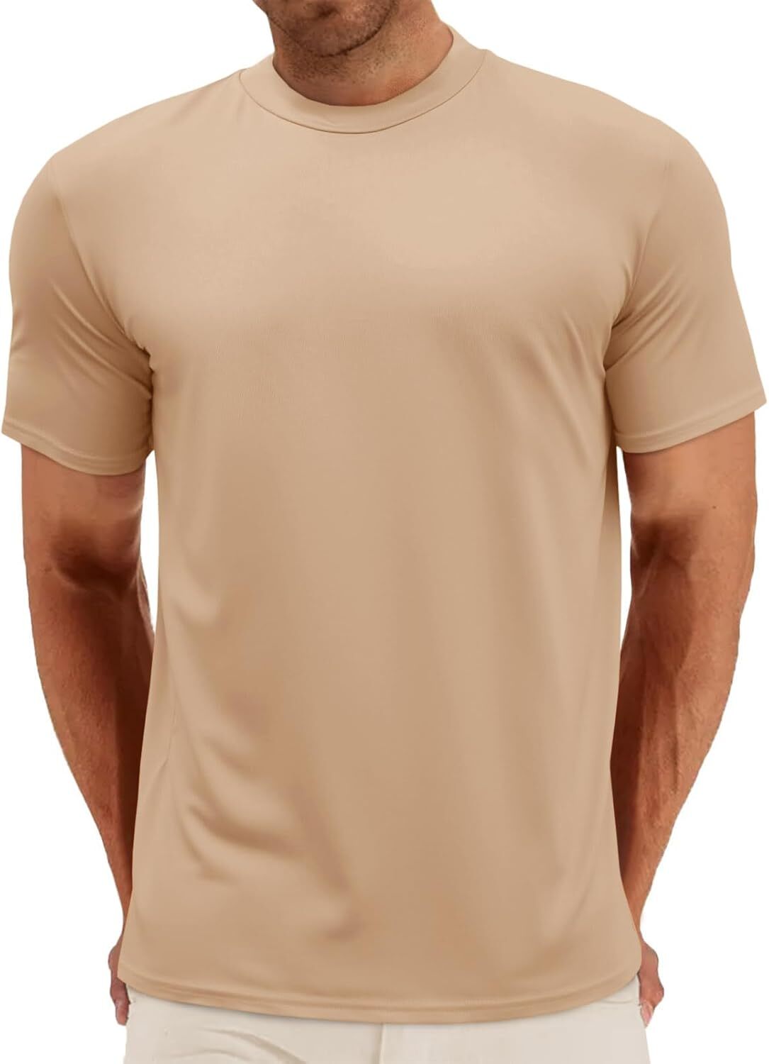 Mens Summer Short Sleeve Mock Turtleneck Tee Casual Basic Pullover Top gallery