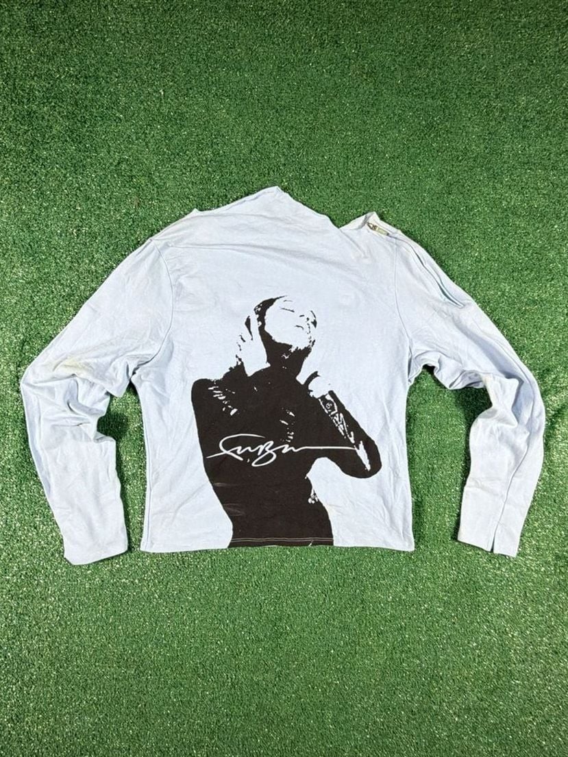 Vintage FUBU The Collection Light Blue Long Sleeve Shirt with Mock Neck Zip gallery