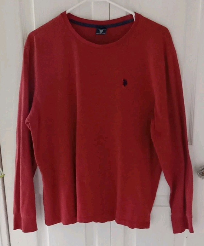 U.S. Polo ASSN. L Men's Long Sleeve Crew Neck Solid Thermal Shirt Rust gallery