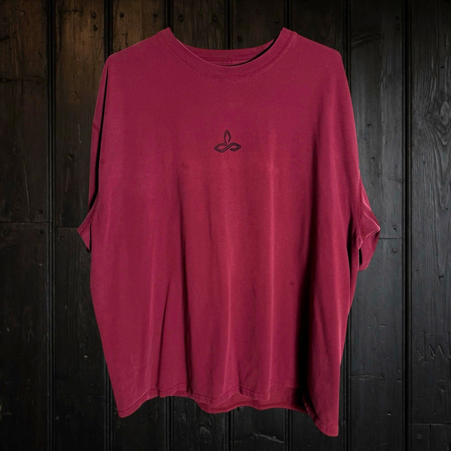 prAna T Shirt Mens 2XL Bookworm Tornado Graphic Maroon Short Sleeve Environment