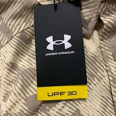 Under Armour Dockside SS Novelty UPF 30 Button Shirt Beige Sand Camo Color Sz M