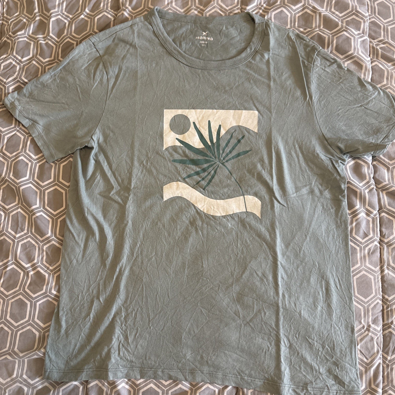 Hering Mens Green Graphic T Shirt Medium