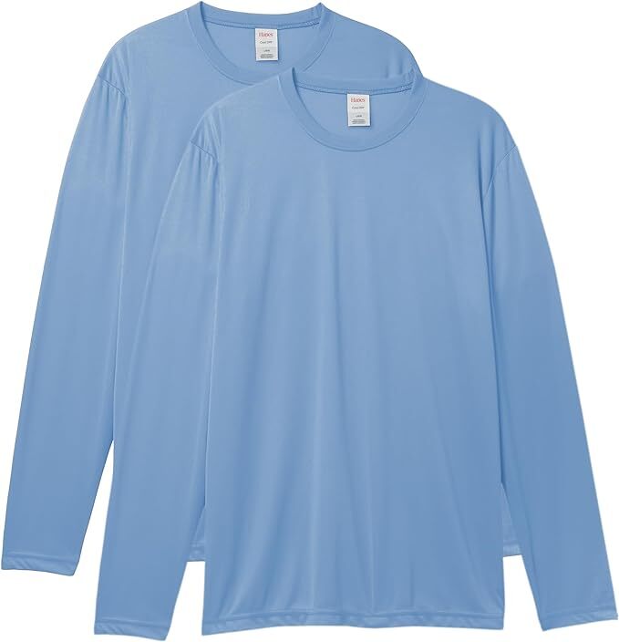 Hanes Long Sleeve Tee 2-Pack T-Shirt Sport Men's FreshIQ Cool DRI Jersey S-3XL gallery