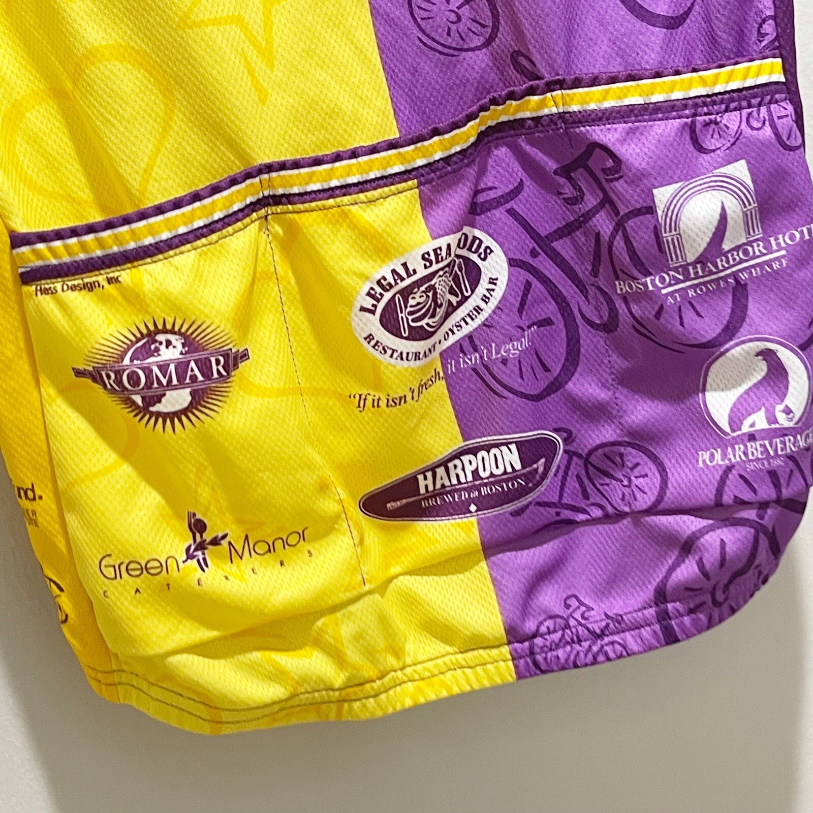 PEARL IZUMI Men’s CYCLING JERSEY Yellow Purple Pan-Mass Challenge 1999 Size M gallery