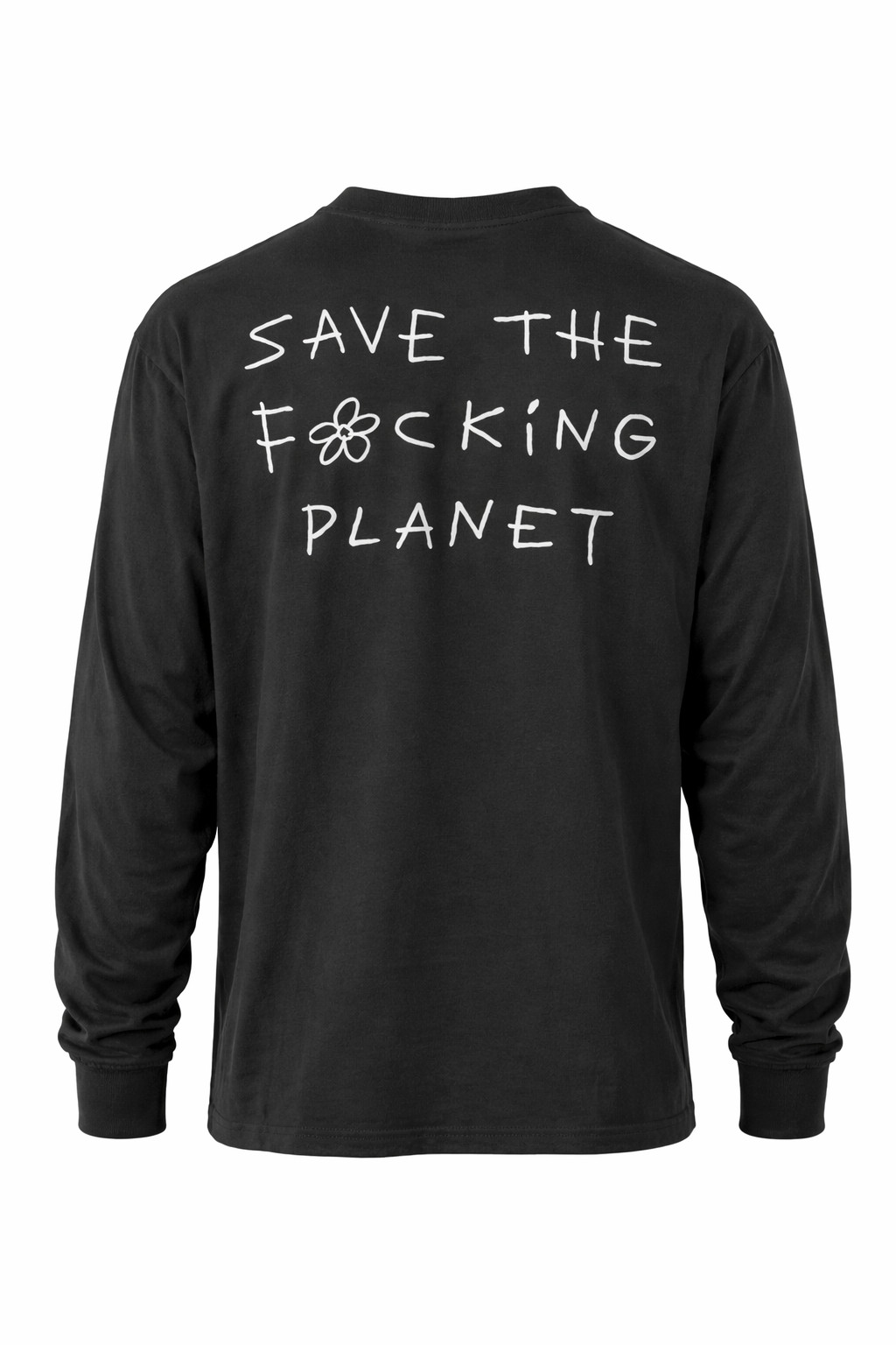 CHNGE Men's Save the Planet Crew Neck Cuff Long Sleeve SweatShirt, Black, 3XL gallery