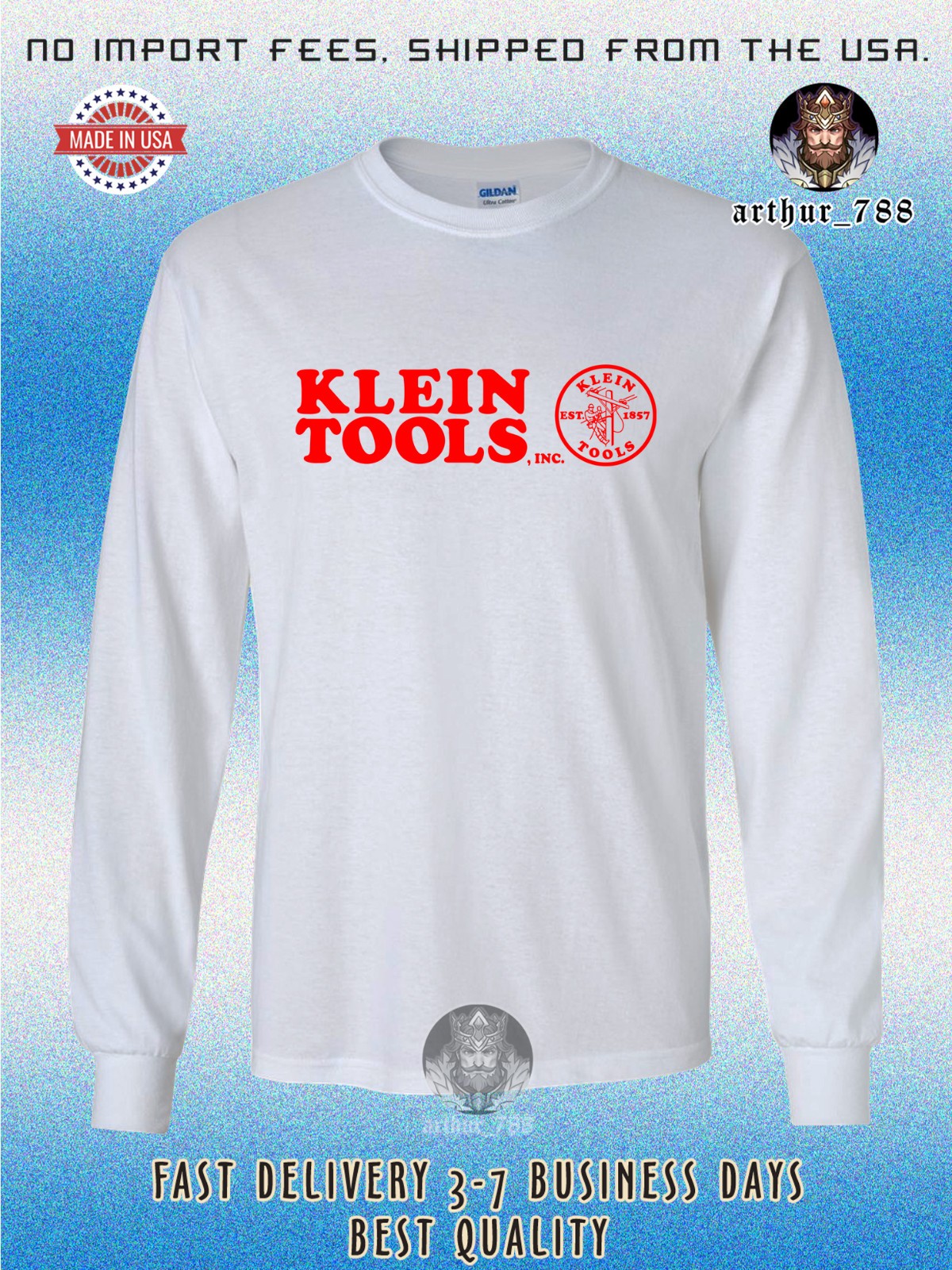 Klein Tools Est 1857 Logo Men’s Long Sleeve T-Shirt American Size T-Shirt