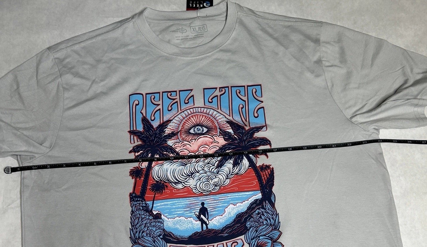 Reel Life Tshirt Mens Size XL Short Sleeve Relaxed Fit Graphic Double Sided New gallery