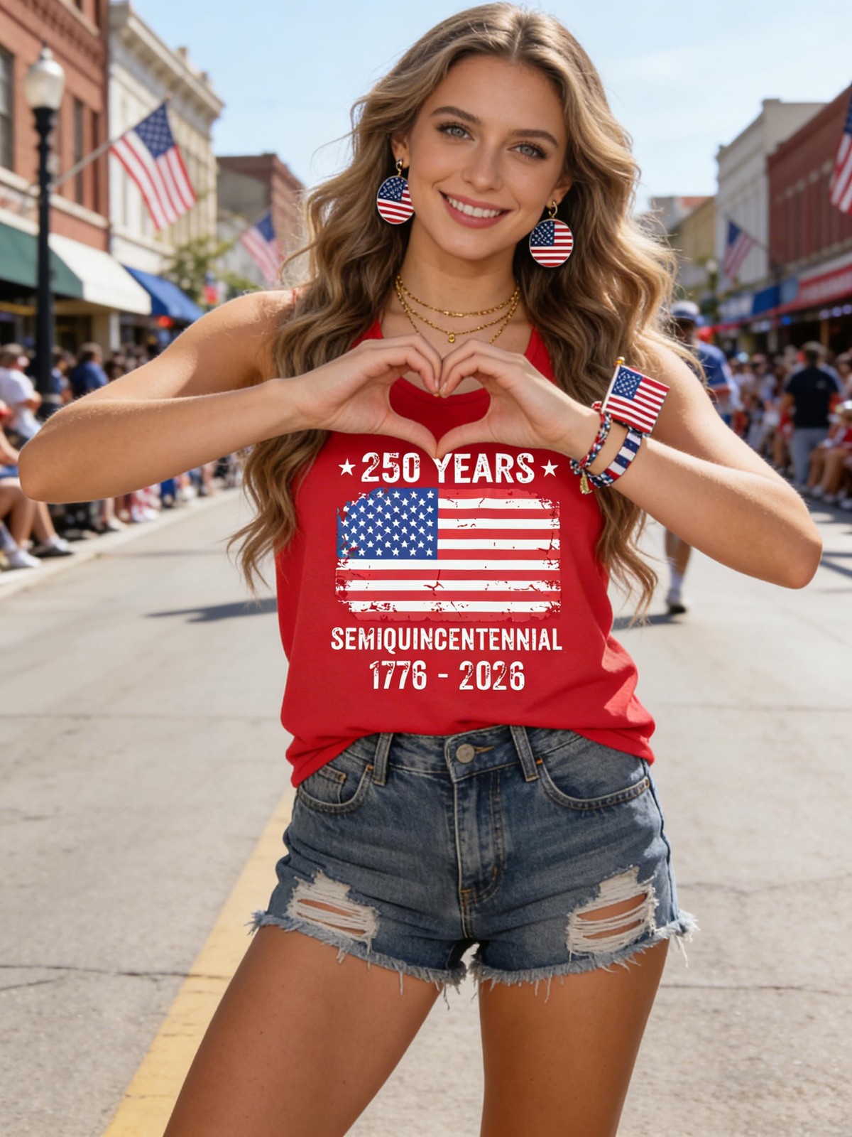 250 Years American Anniversary Tank Top Women 4th of July Patriotic Sleeveles... gallery