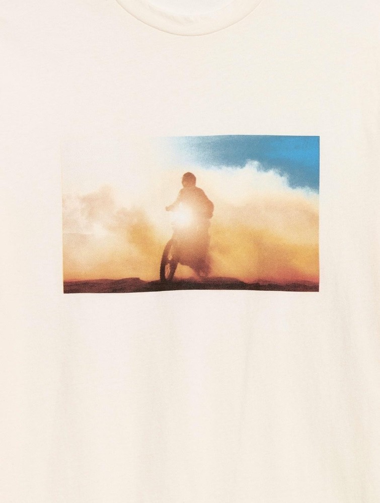 Old Navy Shirt Mens Medium White Motorcycle Graphic Soft-Washed Tee Tagless NWT