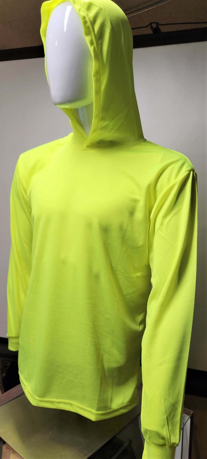 Yellow Long Sleeve Safety Shirt With Hoodie, Quick Dry Polyester Birdeye mesh gallery