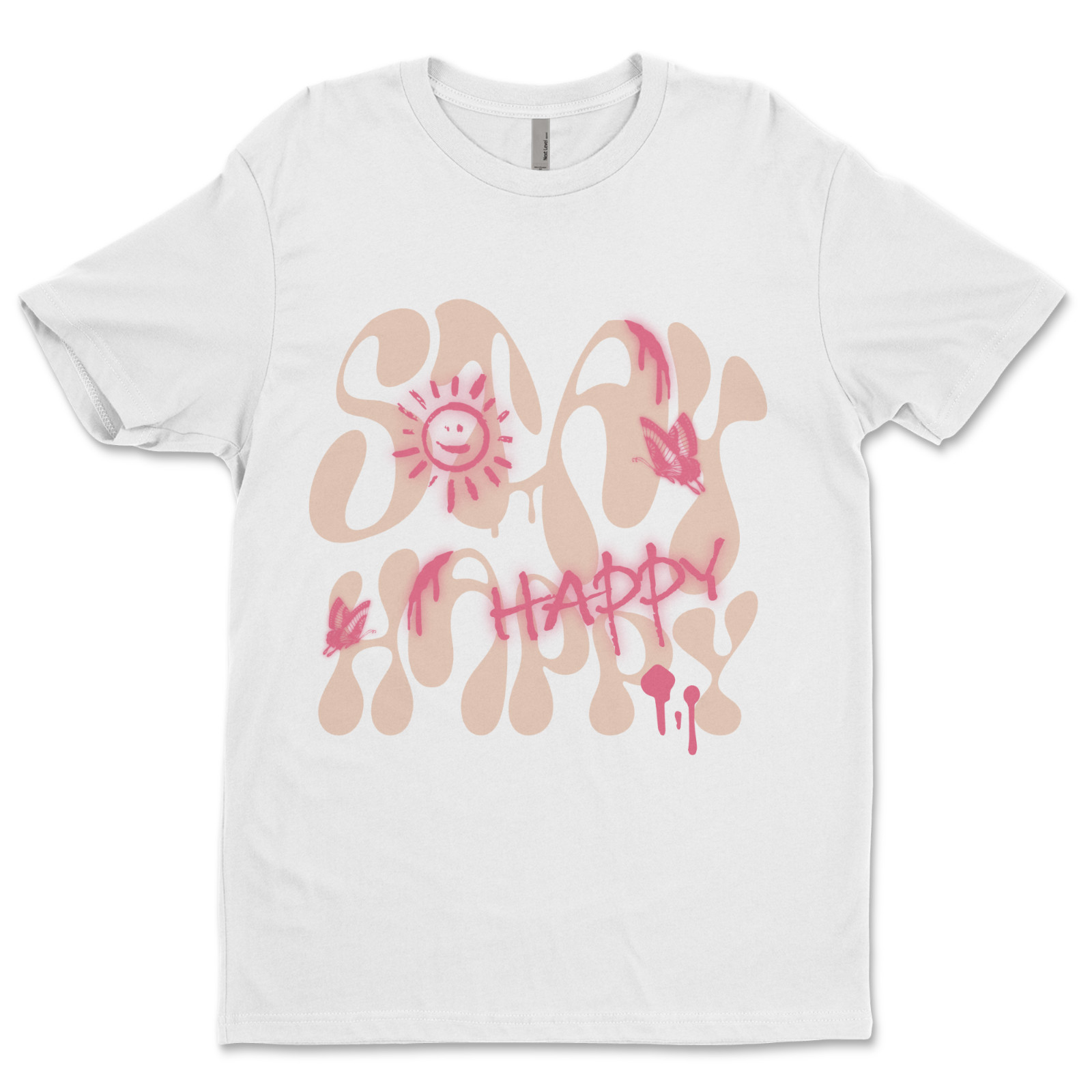Custom T-Shirt, Stay Happy Dtf Print On Next Level T-Shirt unisex Soft Cotton gallery
