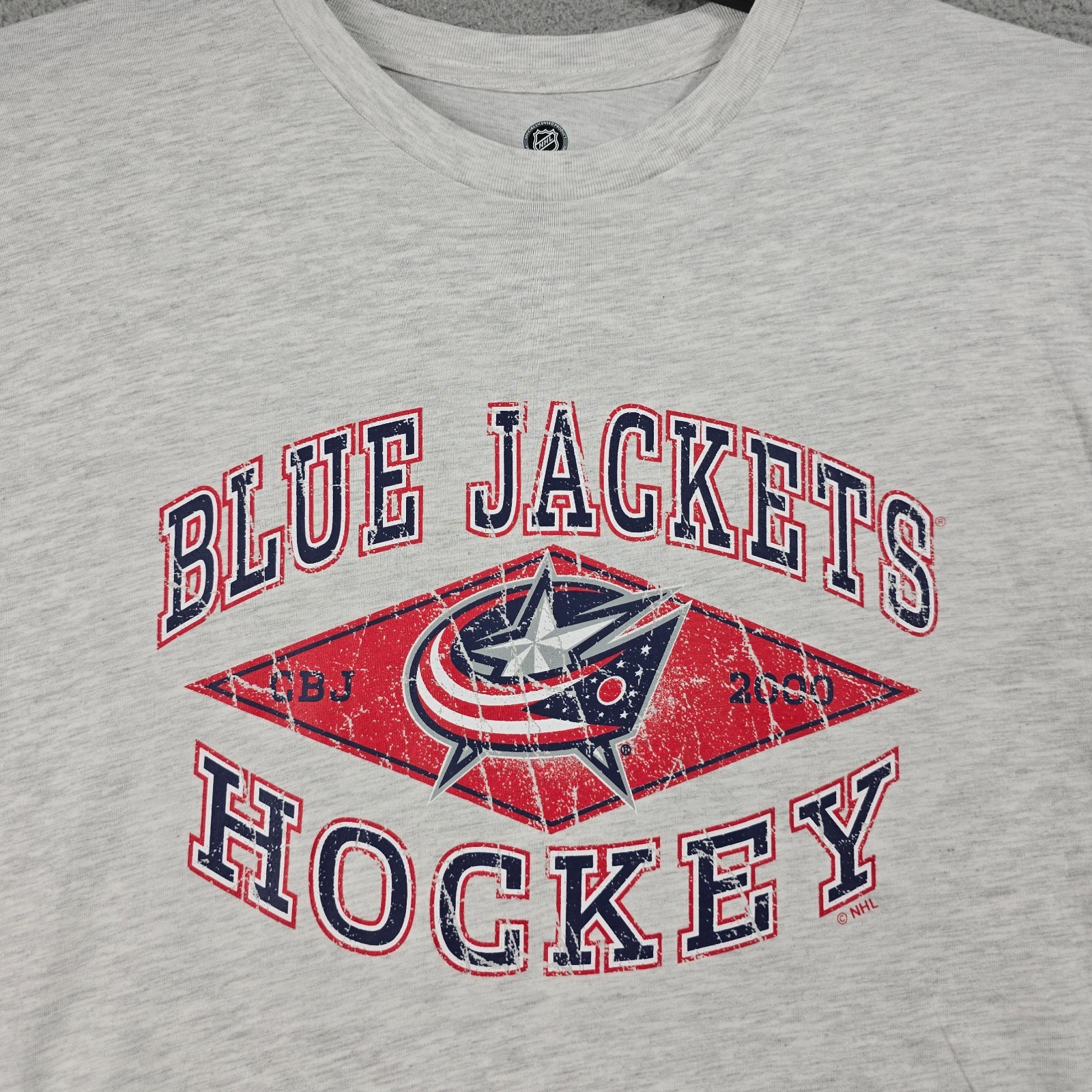 NHL Columbus Blue Jackets Hockey T Shirt Mens XL Gray Casual Ohio Distressed NWT gallery