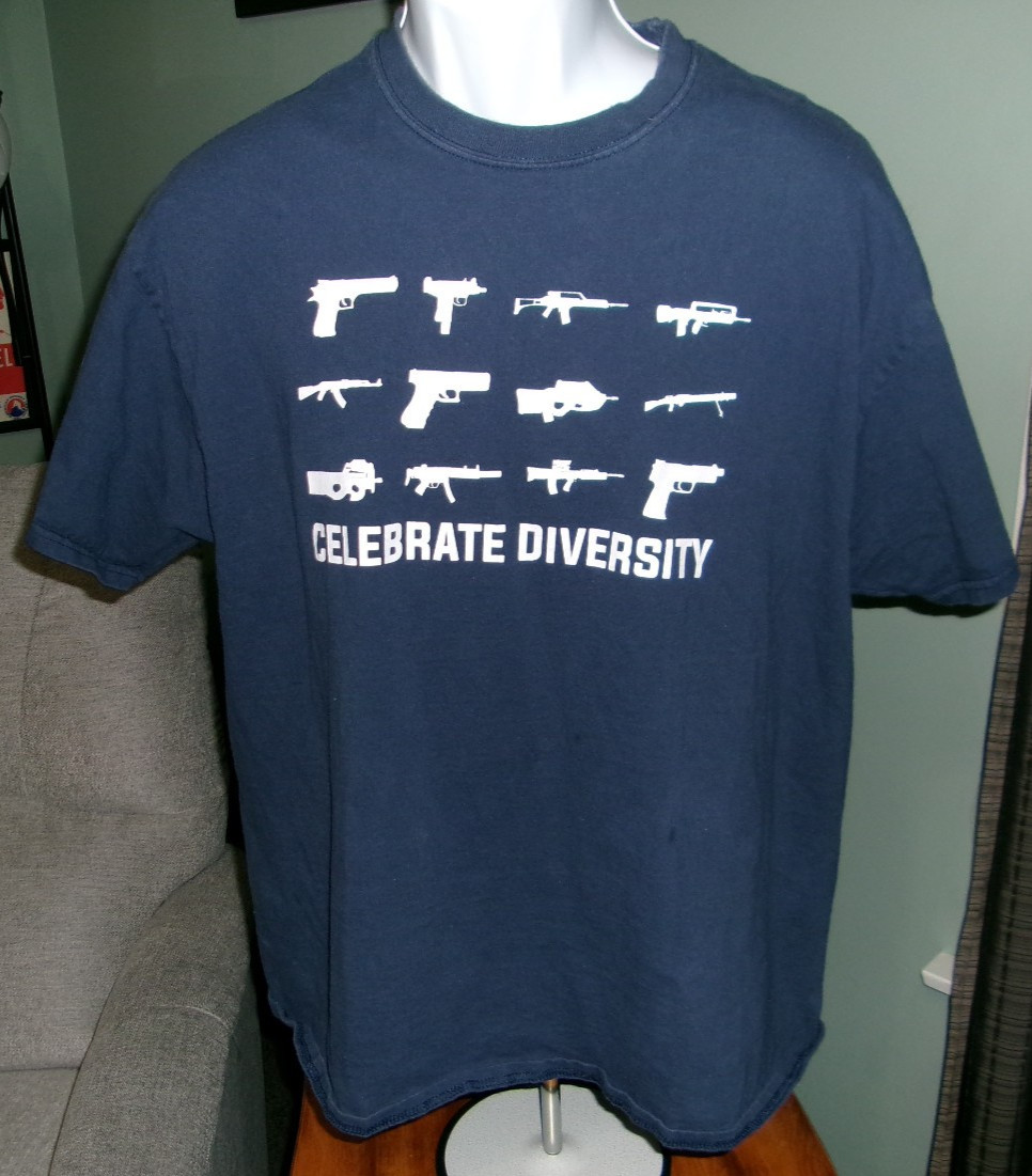 Celebrate Diversity T-Shirt 2nd Amendment Guns Rights Funny XL Mens Tee Shirt