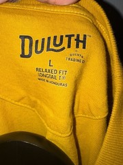 Duluth Trading Co Longtail T Relaxed Fit Large Mustard Short Sleeve 100% Cotton