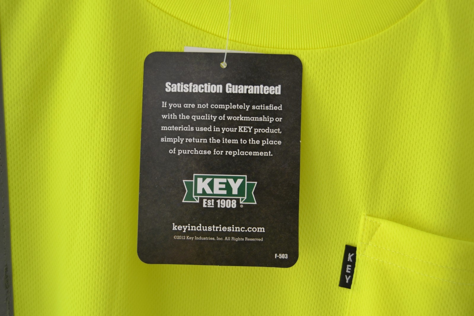 Key Apparel ANSI II Class 3 Hi-Visibility Pocket T-Shirt Hi-Vis Yellow Sz XLR gallery
