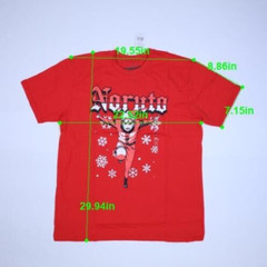 Naruto Holiday Christmas Anime Character Graphic T-Shirt Red Short Sleeve Men XL