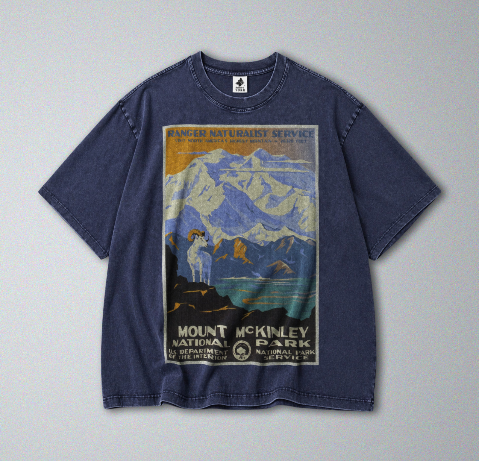 100% Cotton Tee - Unisex Retro Oversized Fit - Denali National Park Mt McKinley gallery