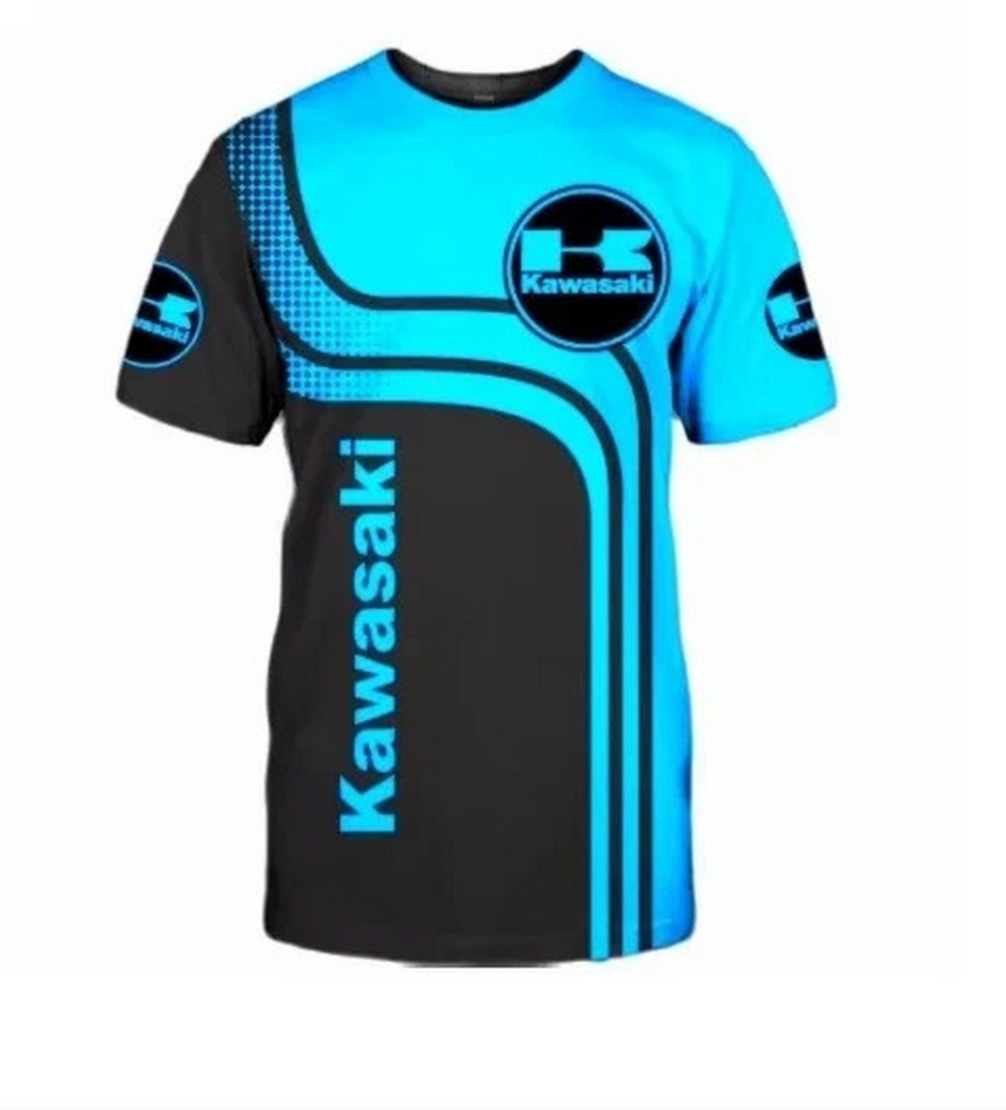 New Kawasaki Motorcycle Racing 3D Printed Blue Men’s T-shirt Quick Drying S-5XL