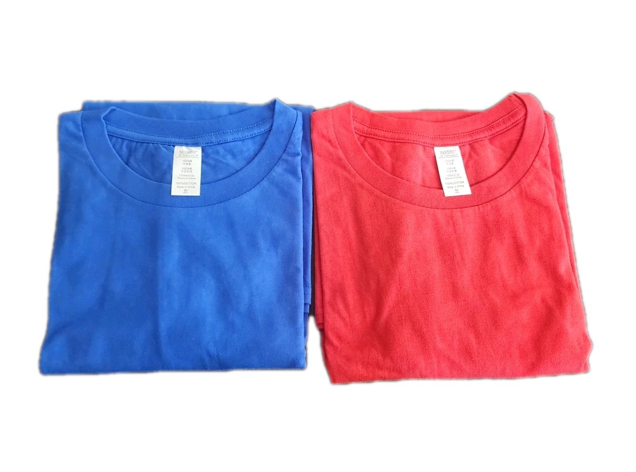 Men’s 2-Pack  Crew Neck 100% Cotton T-Shirt Blue & Red Medium