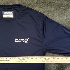 Hook & Tackle Shirt Mens Small Blue Long Sleeve Crew Neck Back & Arm Hit Fishing