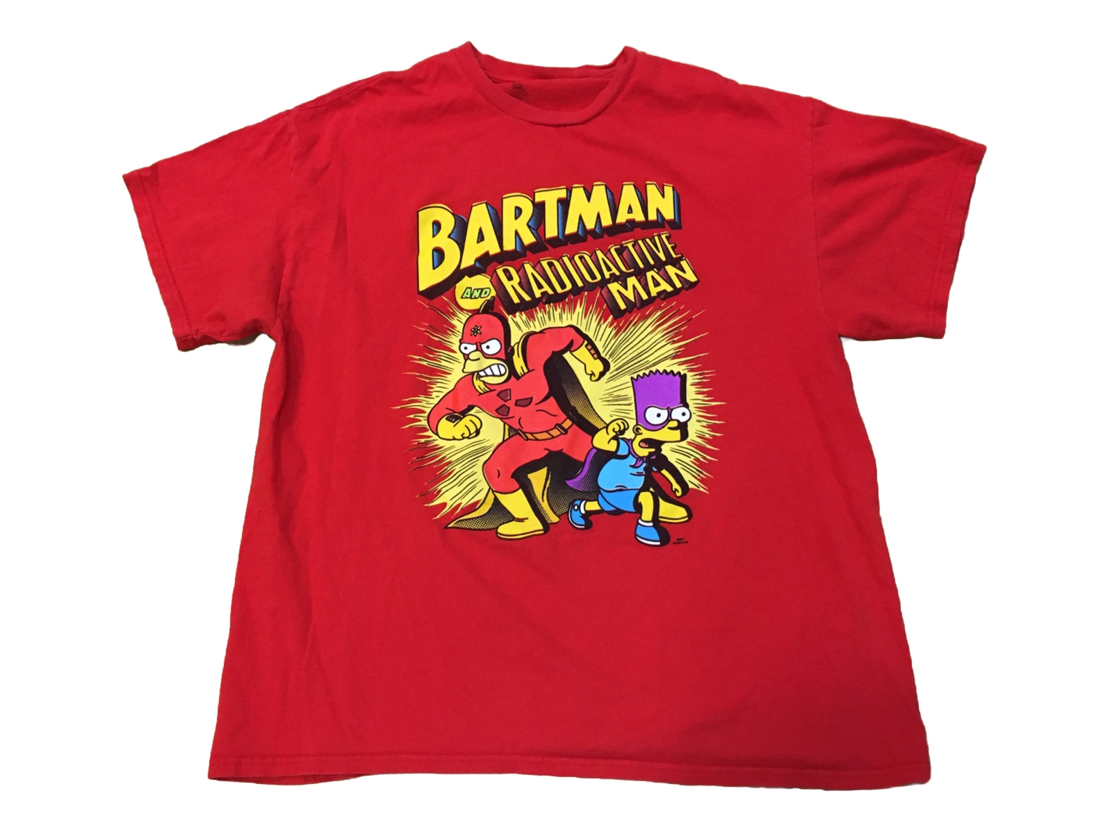 The SIMPSONS Mens Adult Red T-shirt XL BARTMAN And RADIOACTIVE MAN Comic style gallery