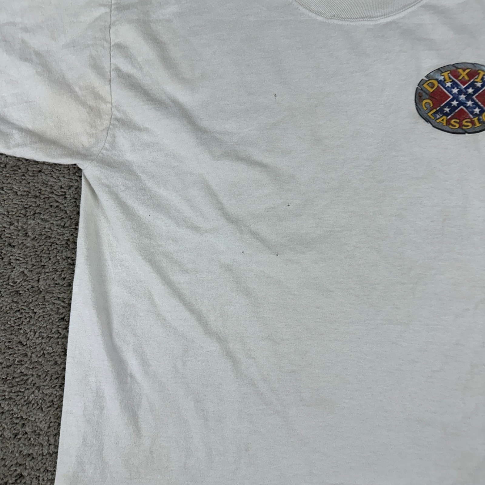 VINTAGE Dixie Classics Shirt Mens L White Red Puppies Rebel Short Sleeve READ gallery