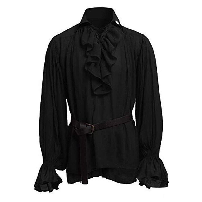 18th Century Men Medieval Renaissance Pirate Duke Long Sleeve Tops Blouse Shirt gallery
