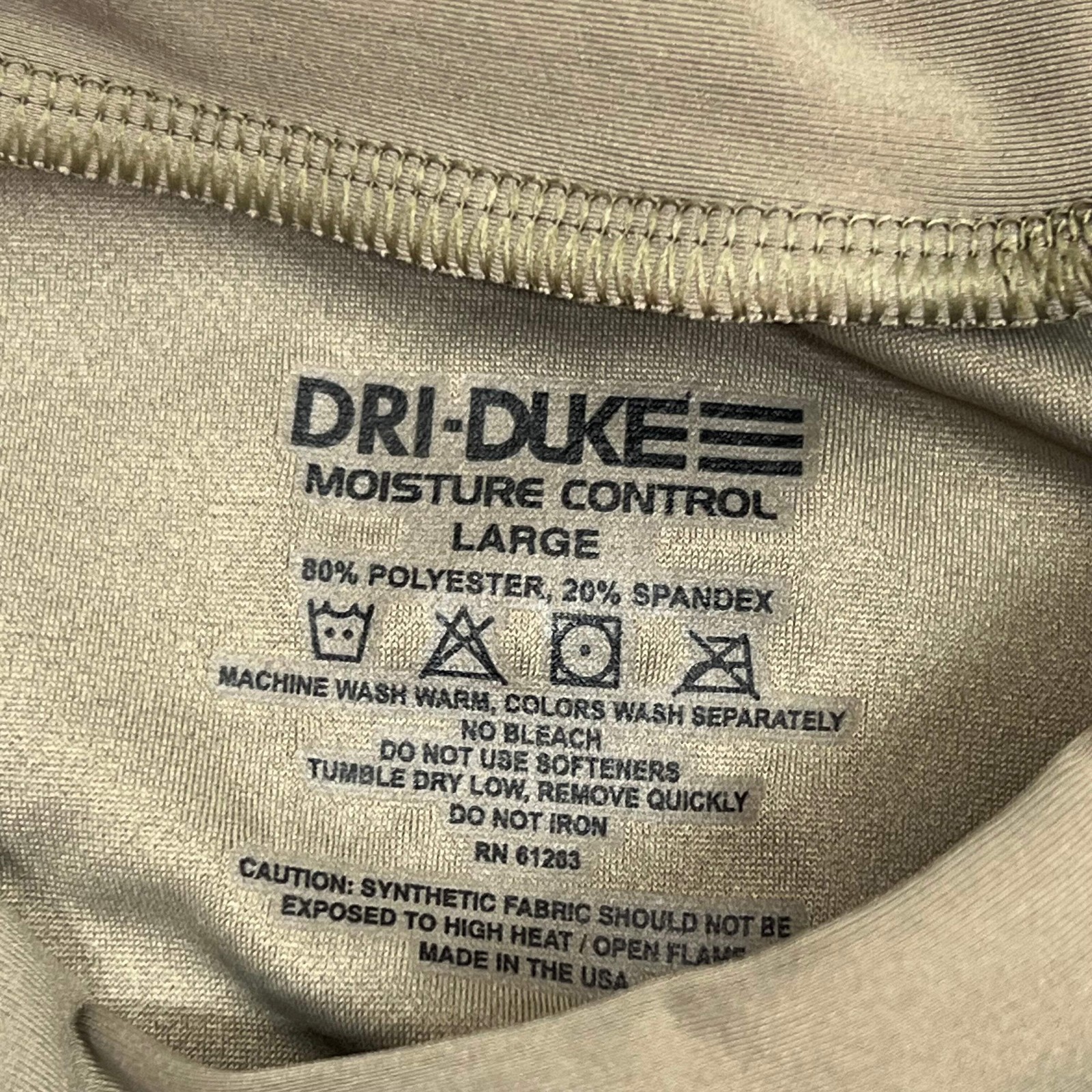 DUKE DRI Nylon/Spandex Tight Fit Military T-Shirt Men's Sz L Coyote Tan T45499BG gallery