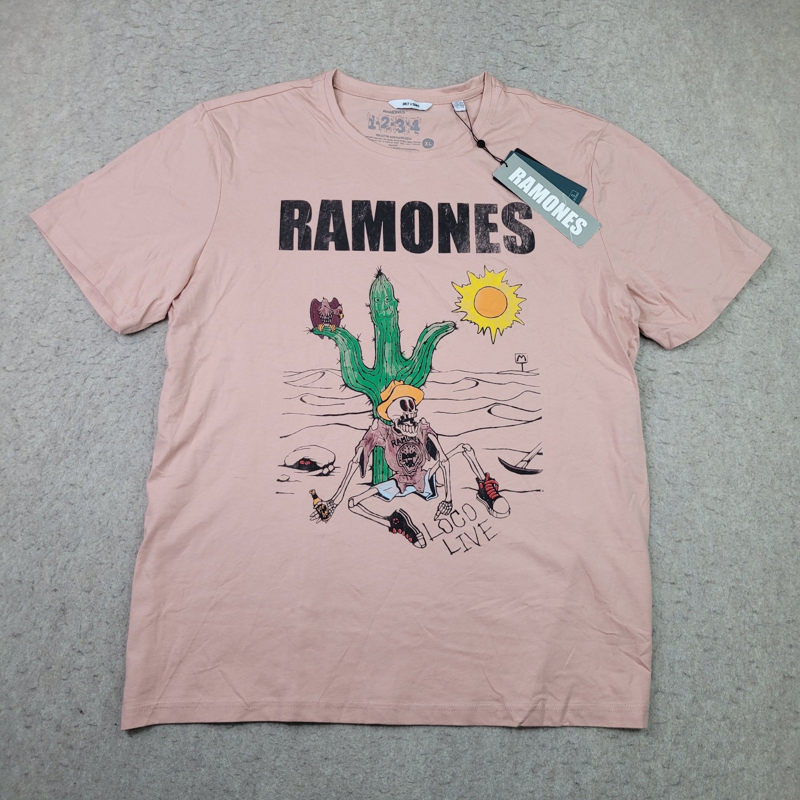 RAMONES LOCO LIVE Sz XL T Shirt Official 1-2-3-4 Tag Pink Short Sleeve Tour NEW gallery