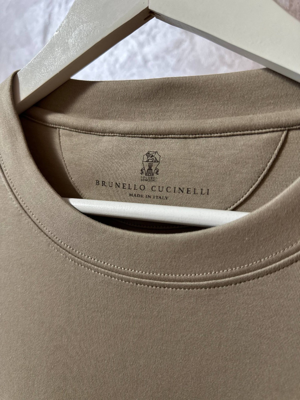 Men's Brunello Cucinelli T-Shirt Size L(50)Color Beige 100% Cotton Big Logo gallery