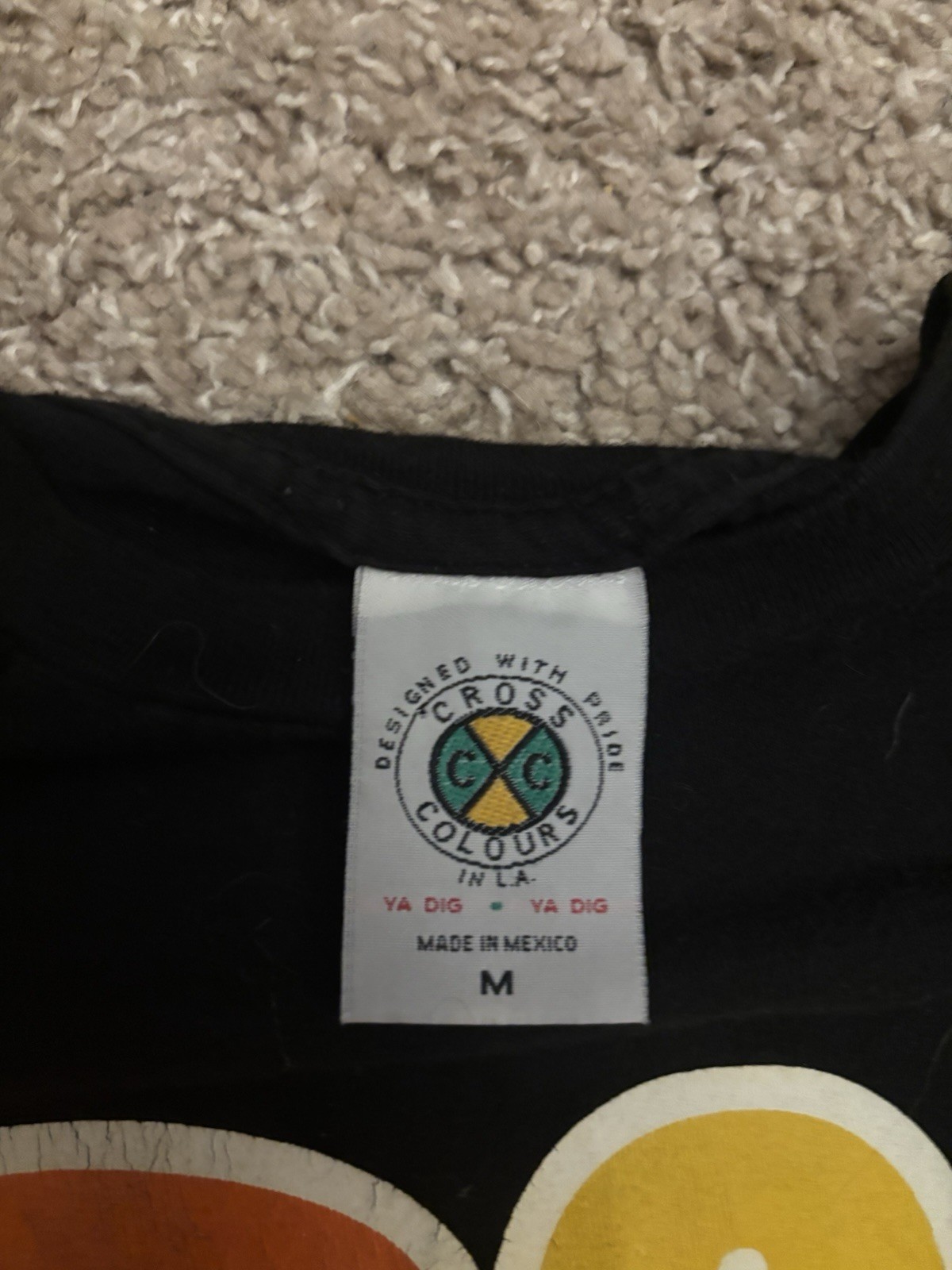 Vintage Cross Colours PEACE Stop-D the Violence Men's T-Shirt Black Large gallery