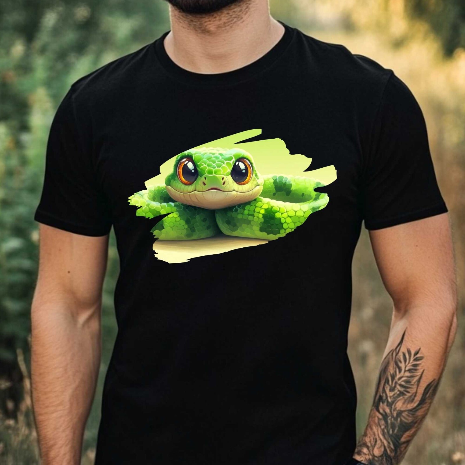 Mens Cute Baby Snake Print Cotton T-Shirt Size XS to 5XL gallery