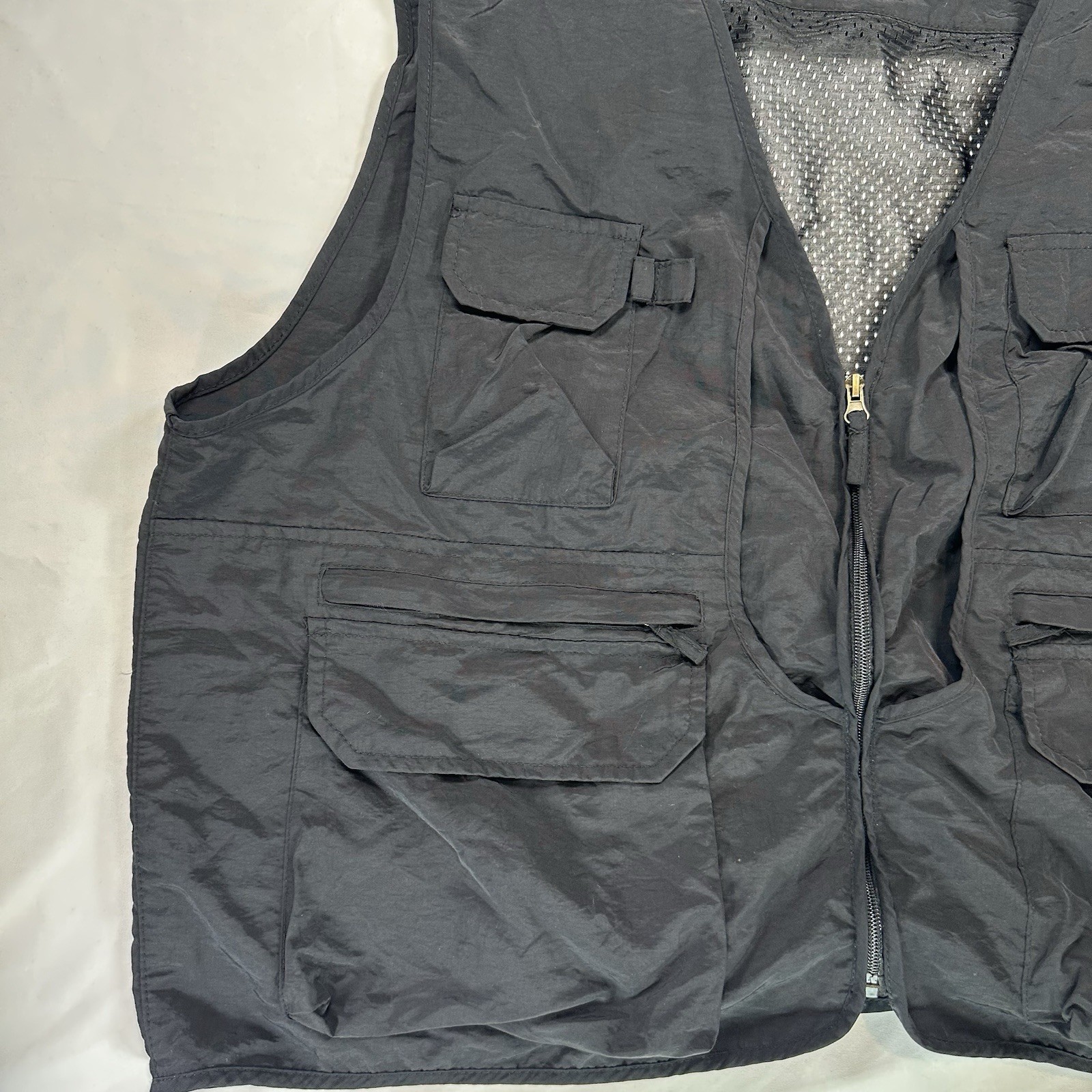 Mens Leisure Sports Multi Pocket Vest Fishing Outdoor Vest Solid Color Sz XL gallery