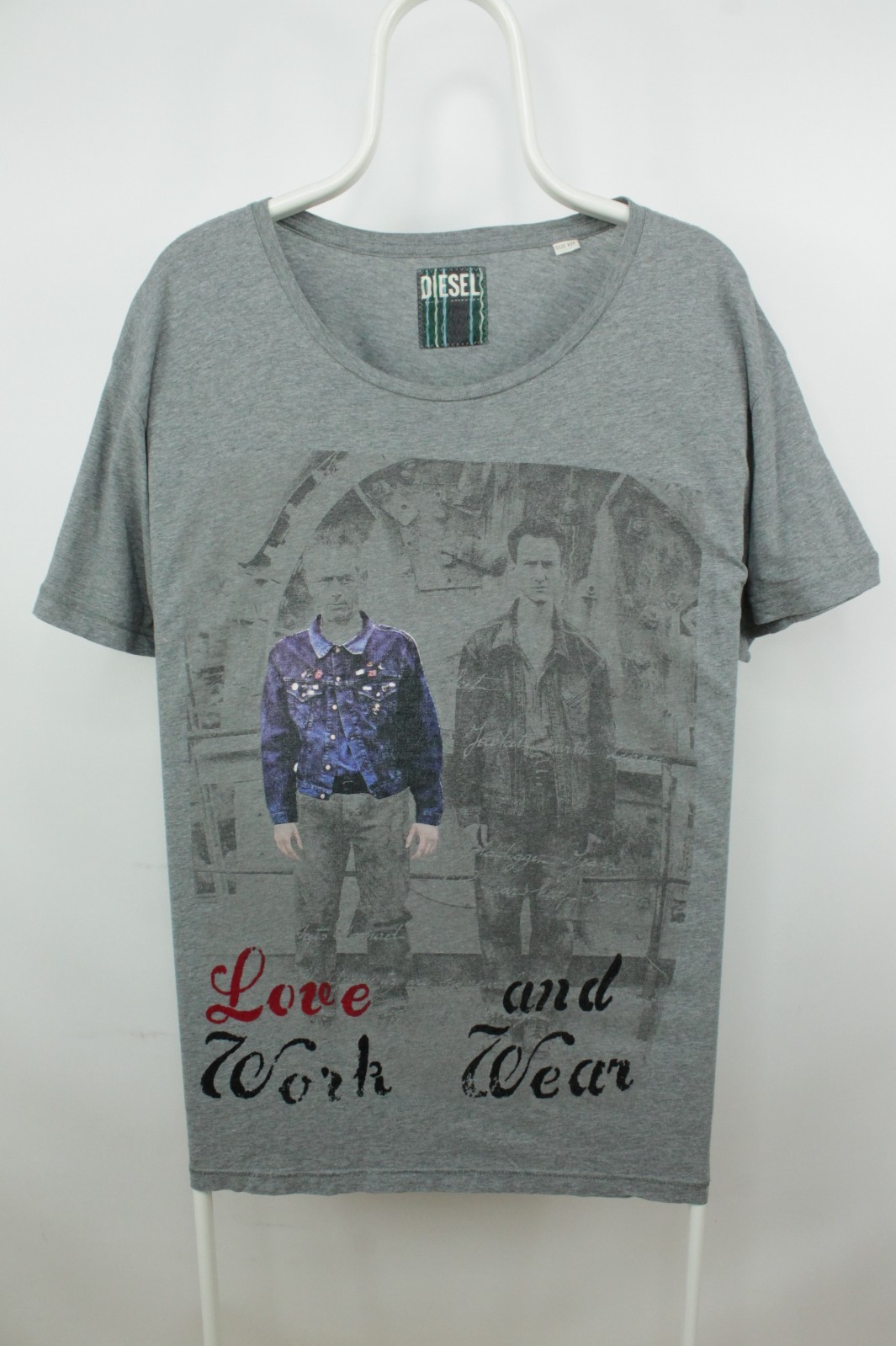Vintage Diesel Round Neck Anthracite Cotton T-Shirt Men’s XXL EU 56-58