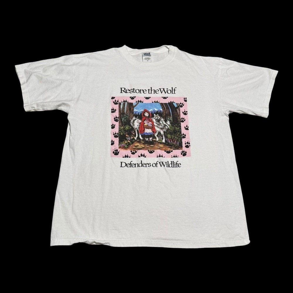 2000s Anvil Restore the Wolf Red Riding Hood Died White Shirt Men’s Large