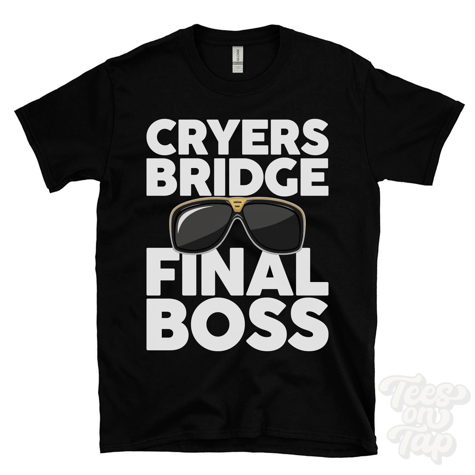 CRYERS BRIDGE FINAL BOSS T-SHIRT funny xmas gift elton cheshire england ibiza
