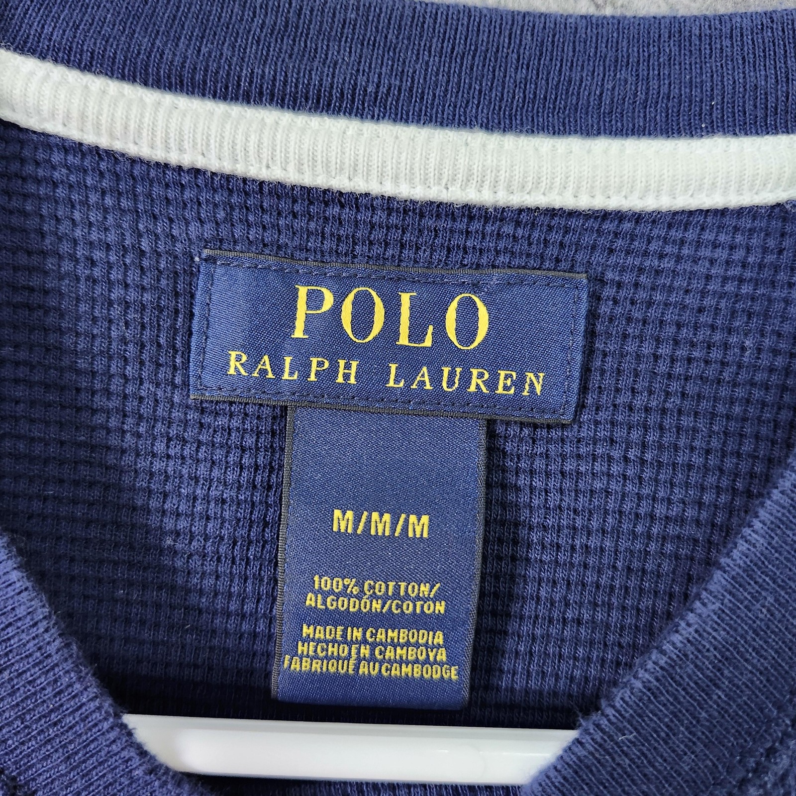 Polo Ralph Lauren Shirt Mens Medium Blue Thermal Waffle Knit Long Sleeve Tee gallery