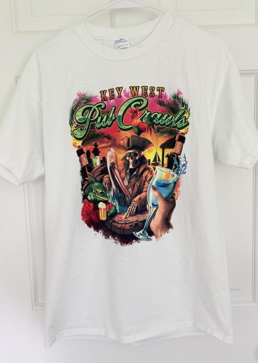 Key West Pub Crawl Port & Company JOLLY ROGER Florida T-Shirt Men's M gallery