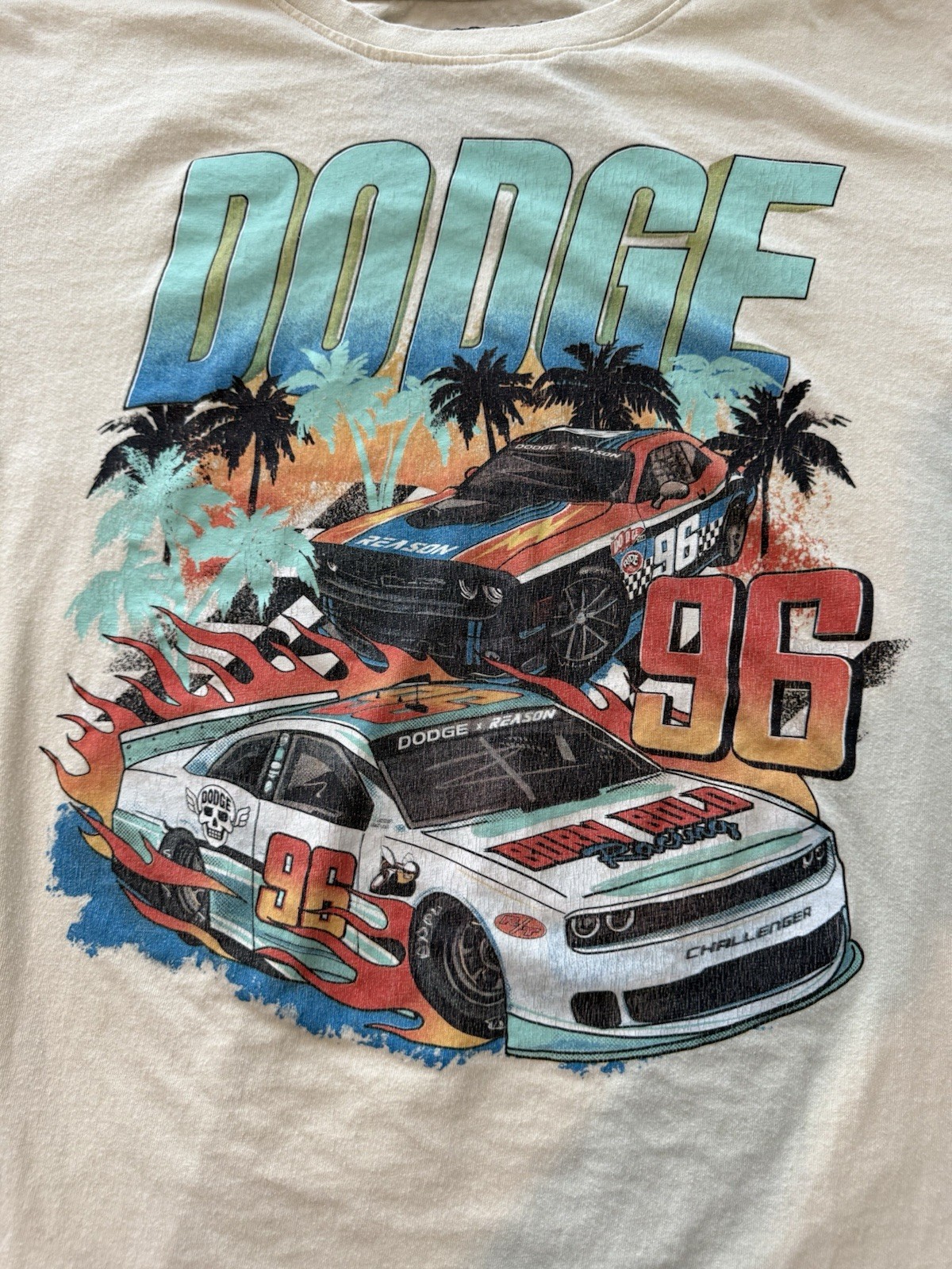 Dodge x Reason Limited Edition Challenger 96 Graphic T Shirt Mens Large Beige gallery