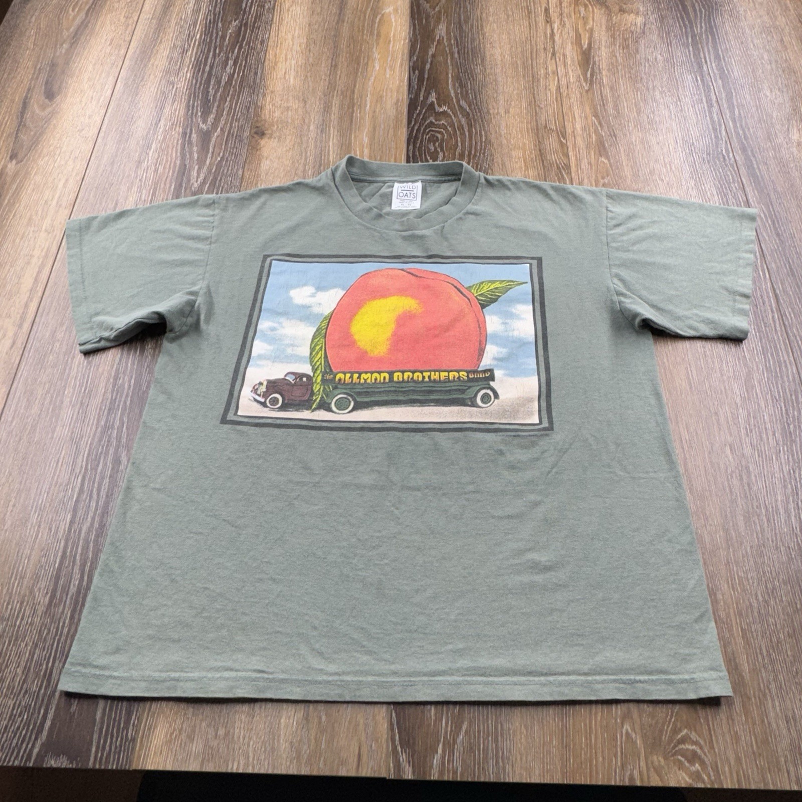Vintage Allman Brothers Shirt Mens XL Green 1995 Eat Peach Peace Tour Concert gallery