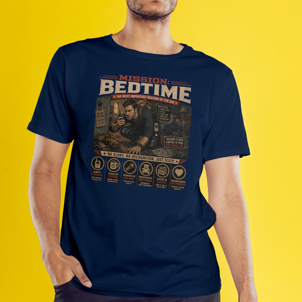 Mission Bedtime The Most Important Mens T-Shirt Funny Fatherhood Fathers Day gallery