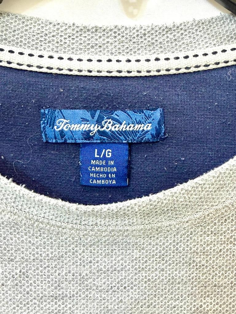 Tommy Bahama Shirt Mens Large Gray Long Sleeve Marl Knit Marlin Logo Pullover gallery