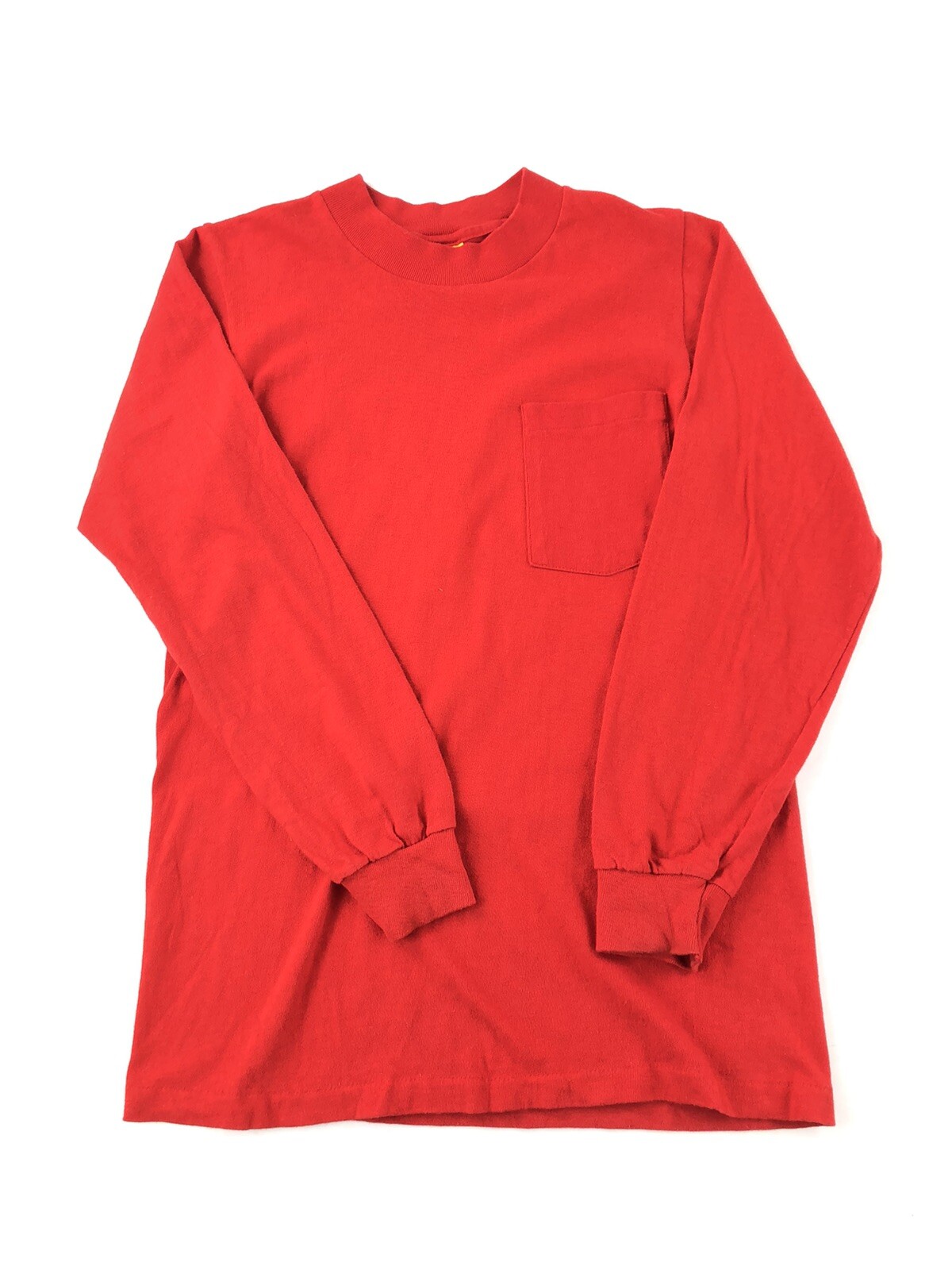 VTG 80s Hi Cru Stedman Deadstock Blank Soft Thin Long Sleeve Red Pocket T-Shirt gallery