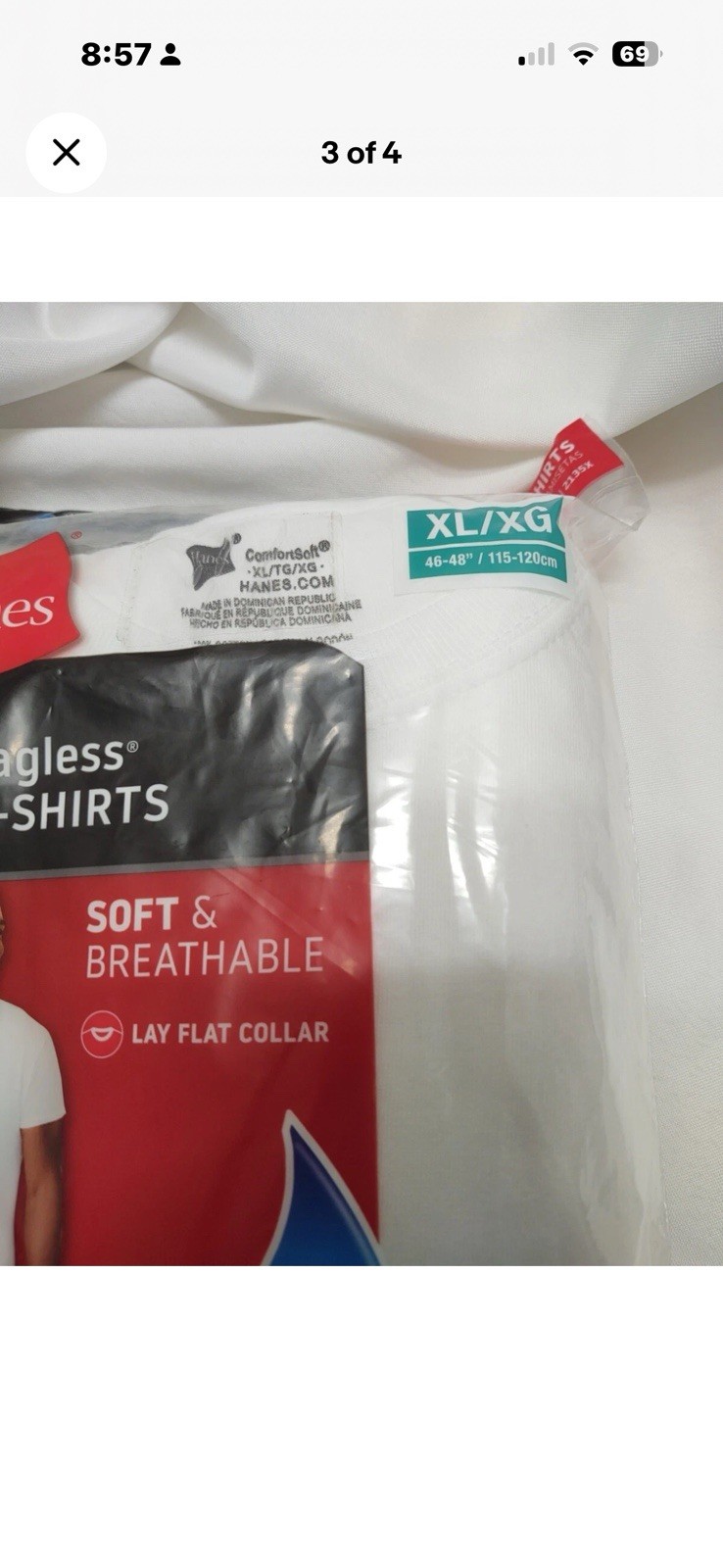Hanes White Tagless Crew Undershirts Tshirts Mens XL White 3 Pack NWT gallery