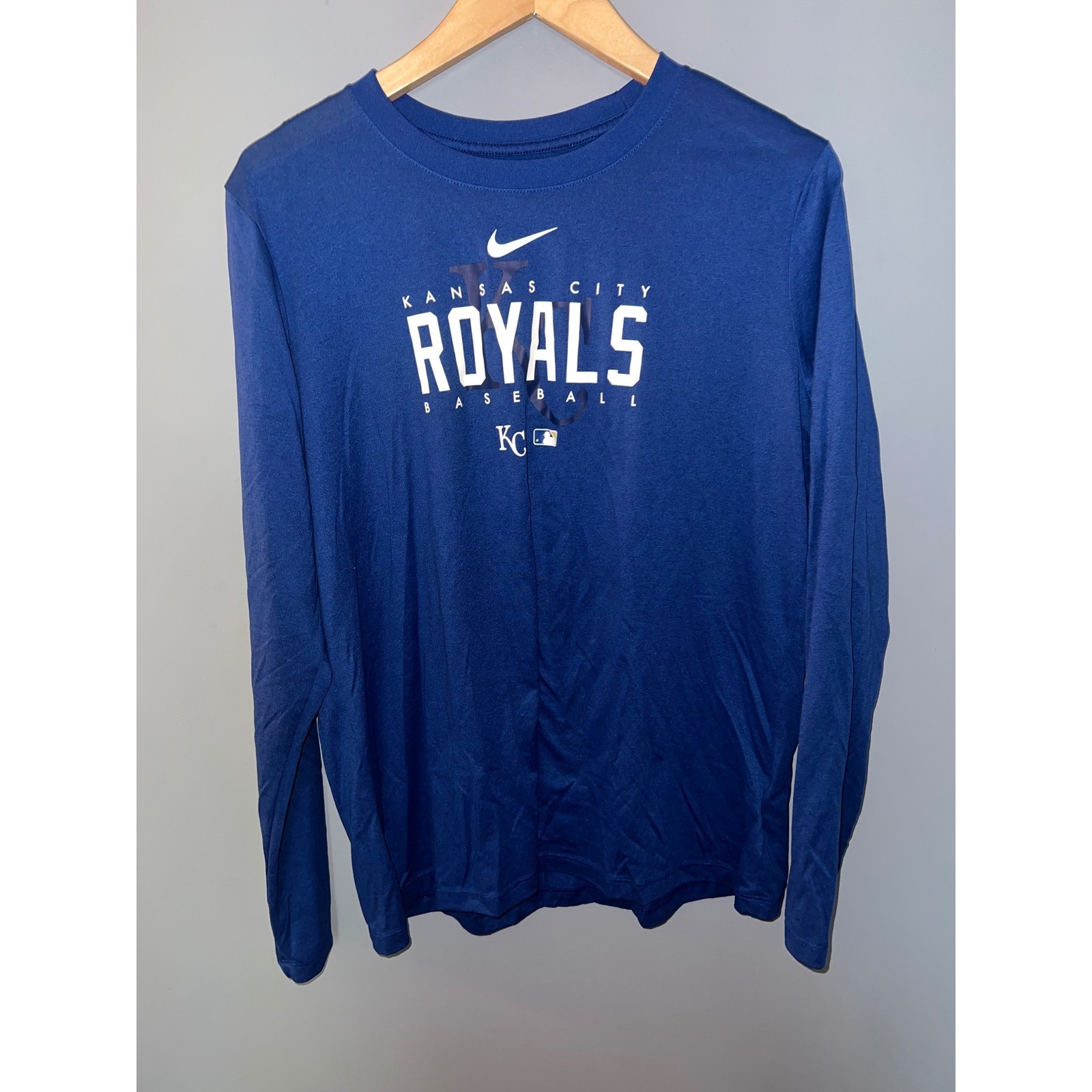 Nike Kansas City Royals Baseball Dri-FIT Long Sleeve Shirt Blue Mens XL MLB gallery
