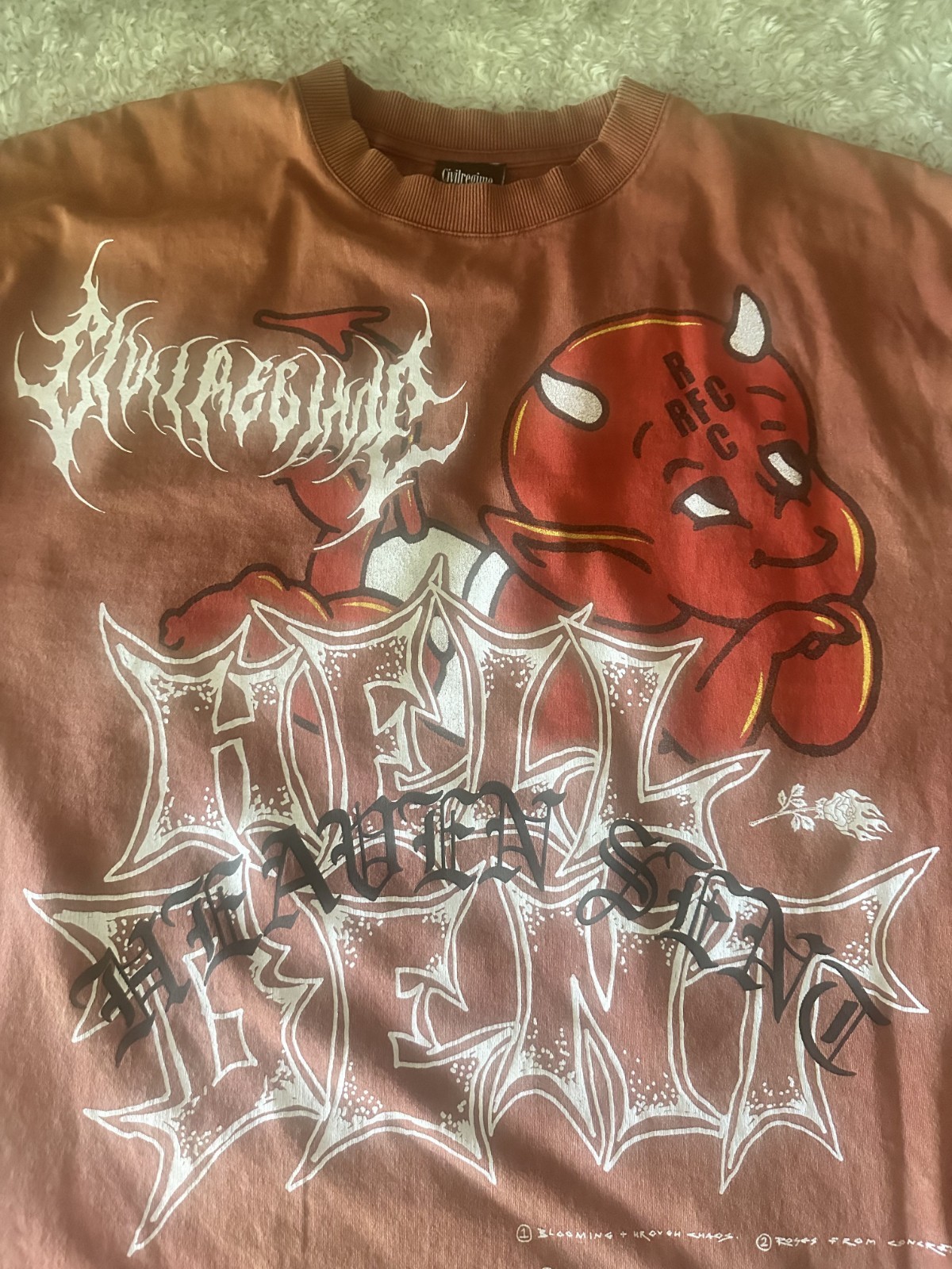 Civil Regime Graphic Oversized T-Shirt Men’s XL Brown Devil Streetwear Tee