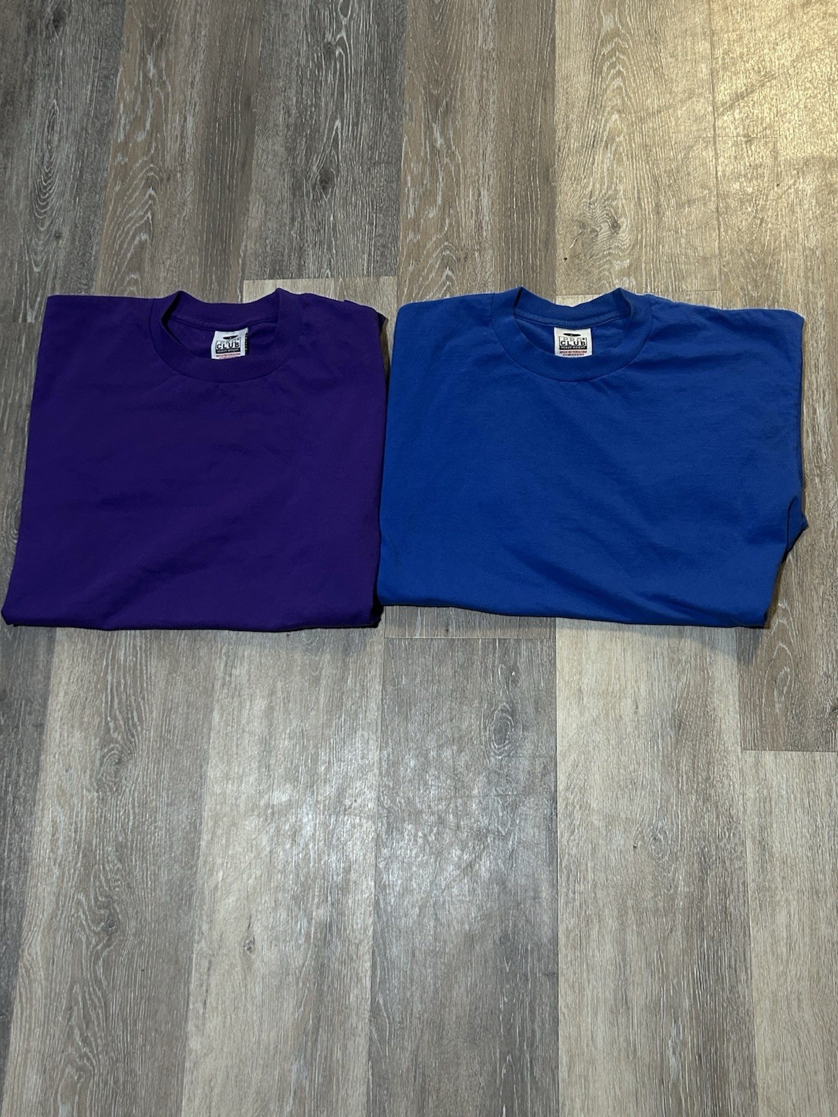 2-Pack of Mens Pro Club T-Shirts Size Large Purple and Blue Crew Neck Cotton Tee gallery