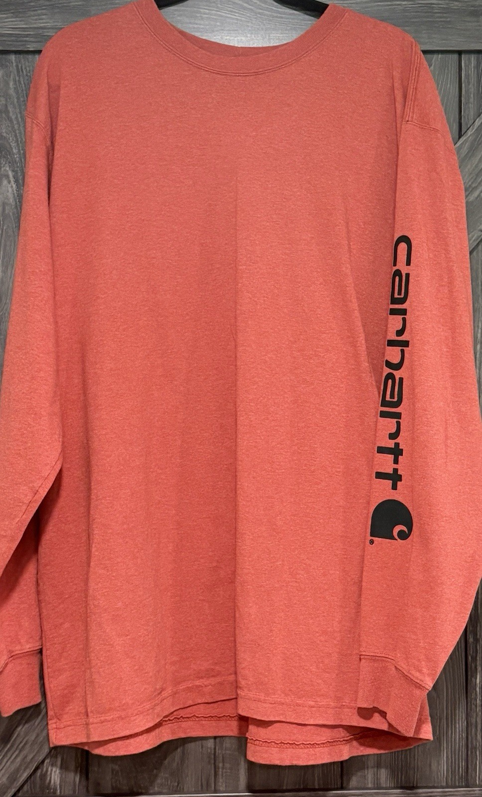 Carhartt Men’s Sz XL Burnt Orange Spell Out Long Sleeve T-Shirt Original Fit gallery